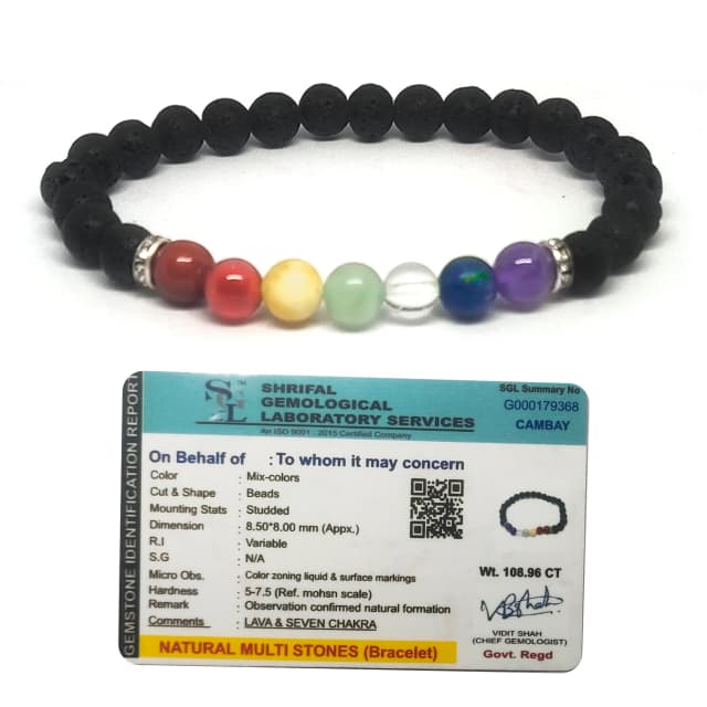  Original Seven Chakra Bracelet with Black Lava thumbnail 2