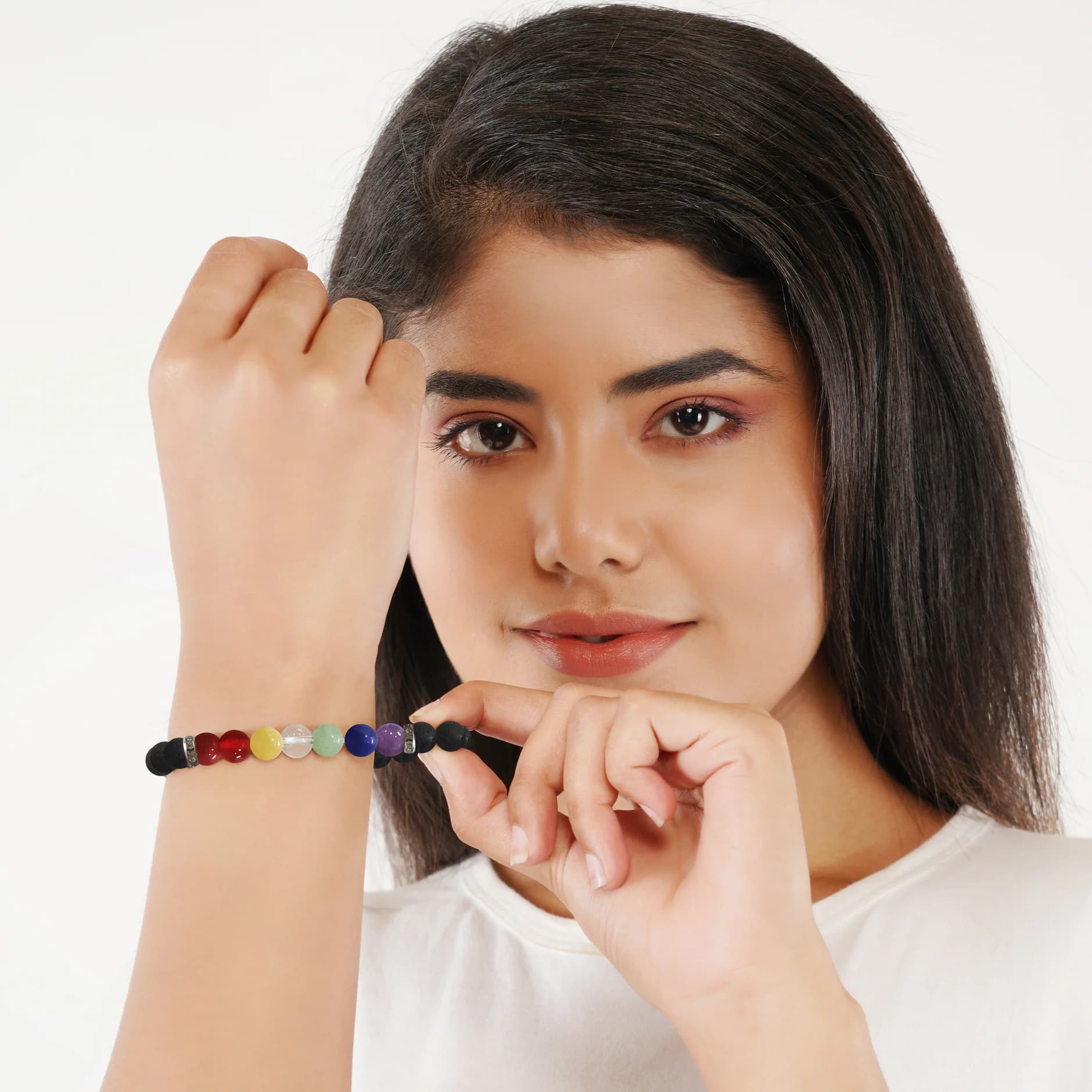  Original Seven Chakra Bracelet with Black Lava 3